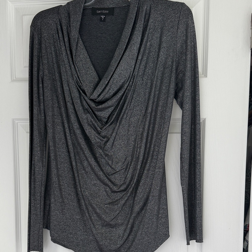 Karen Kane Charcoal Draped Bodysuit